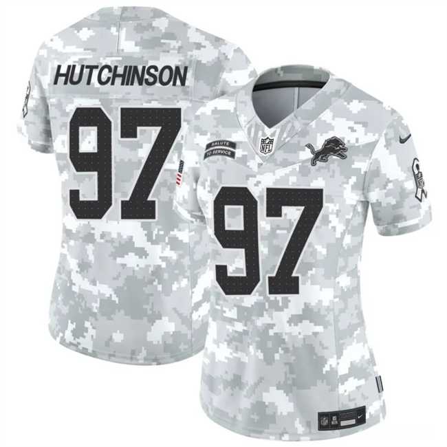 Womens Detroit Lions #97 Aidan Hutchinson 2024 F.U.S.E Arctic Camo Salute To Service Limited Stitched Jersey Dzhi